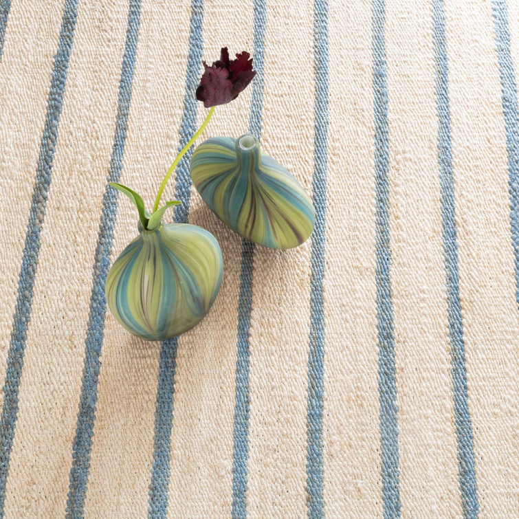 Swedish Blue Stripe Handmade Wool 10' x 14' Area Rug