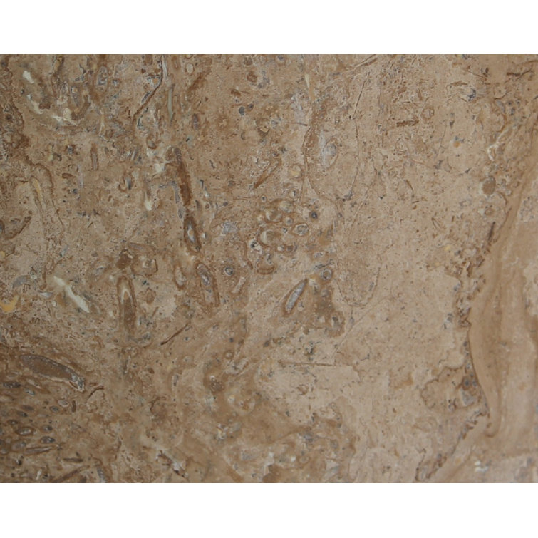 Afyon Noce Travertine Round Stone Vessel Sink, 16"