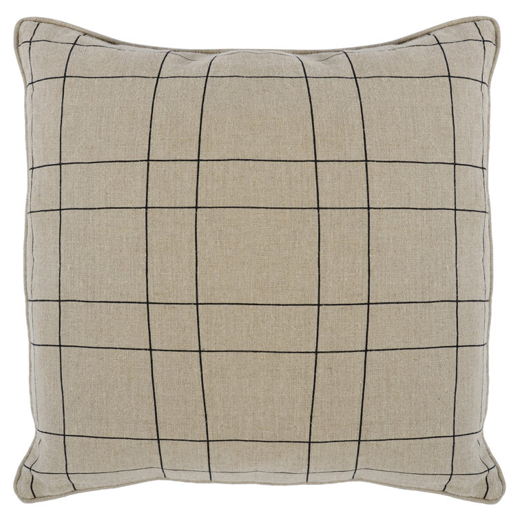 Natural Black Belgian Linen 26" Square Throw Pillow