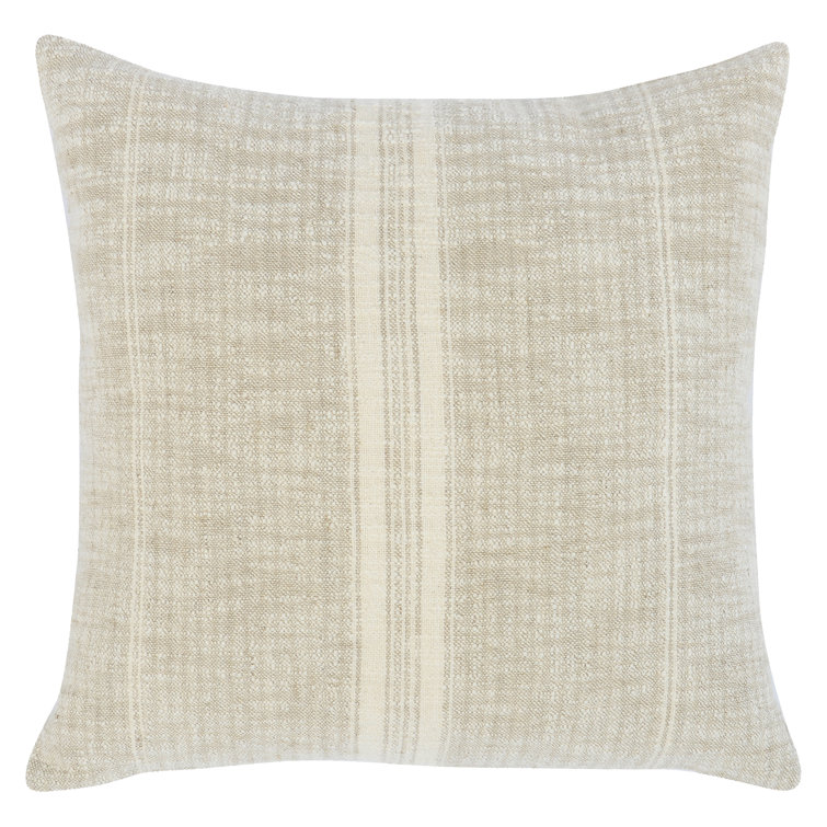 Tia Natural Ivory Woven Stripe 22" Square Throw Pillow
