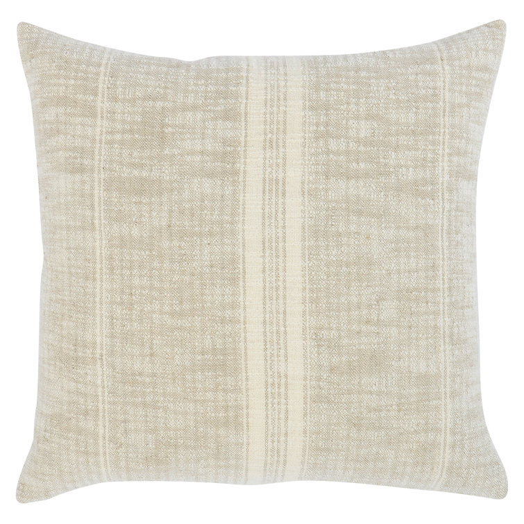 Tia Natural Ivory Woven Stripe 22" Square Throw Pillow