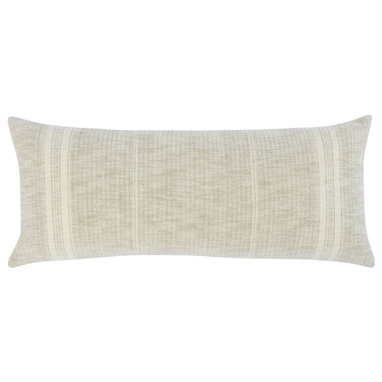 Tia Natural Ivory Woven Stripe 22" Square Throw Pillow