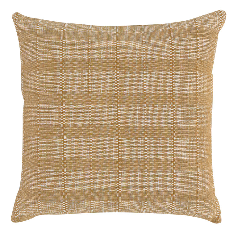 Eli 22" Gold Woven Square Throw Pillow