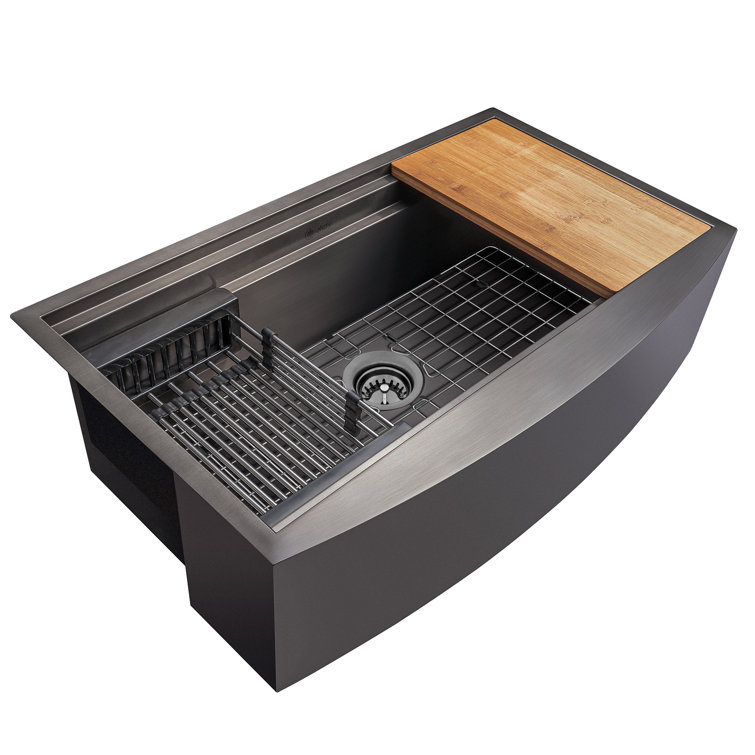 Matte Black Stainless Steel Farmhouse Single Bowl Kitchen Sink