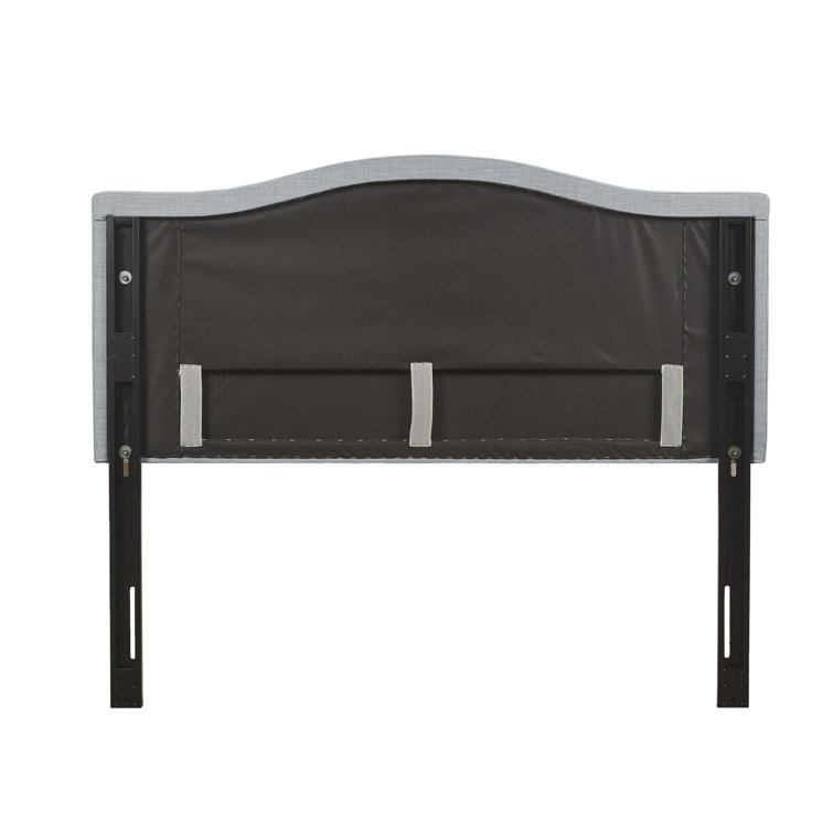 Beige Queen Upholstered Headboard with Nailhead Trim