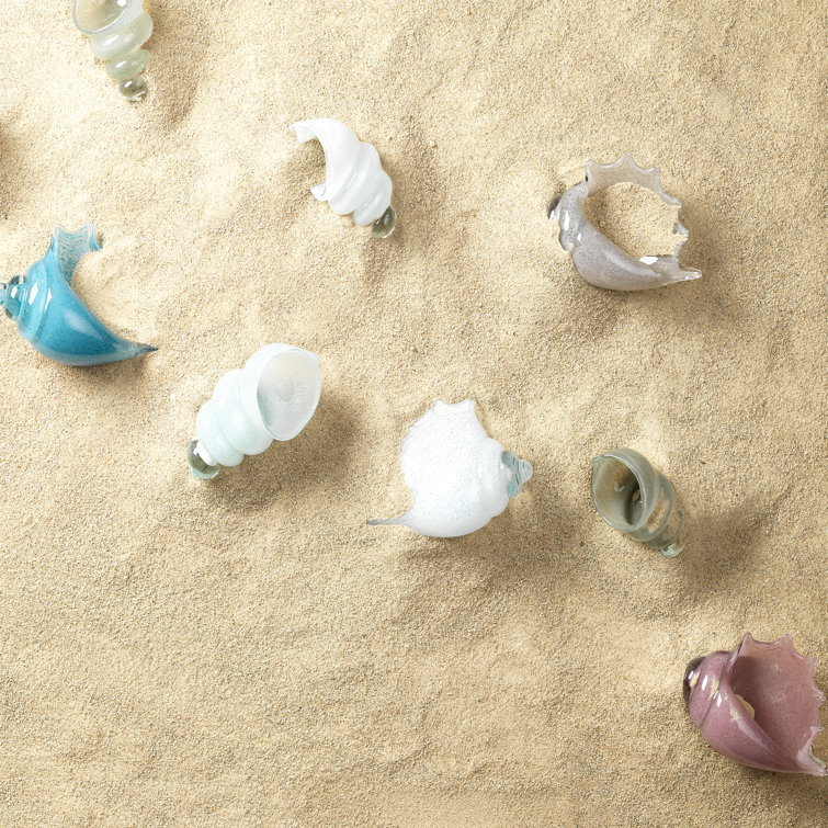 Hand Blown White Glass Coastal Shell Figurines Set