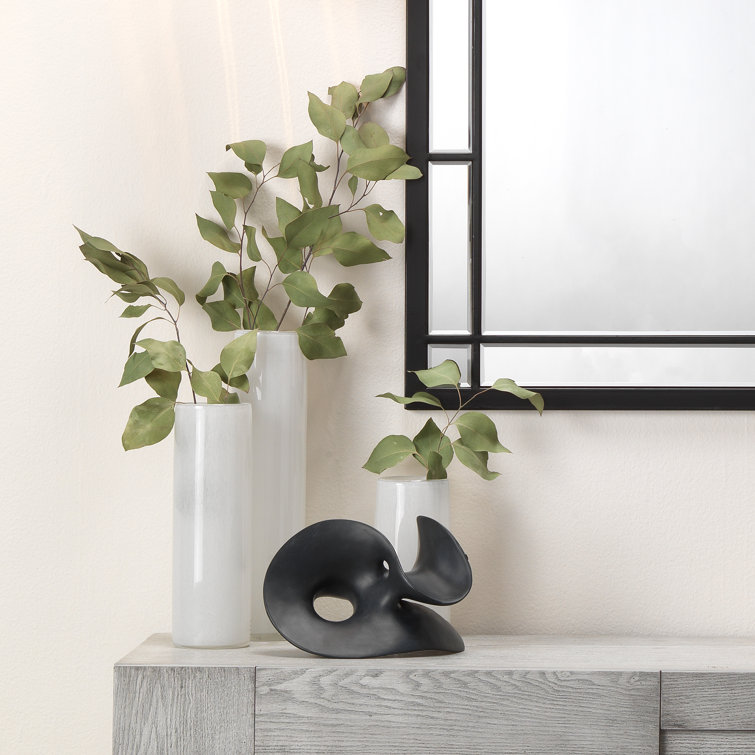 Hand Blown White Glass Cylinder Vase Set