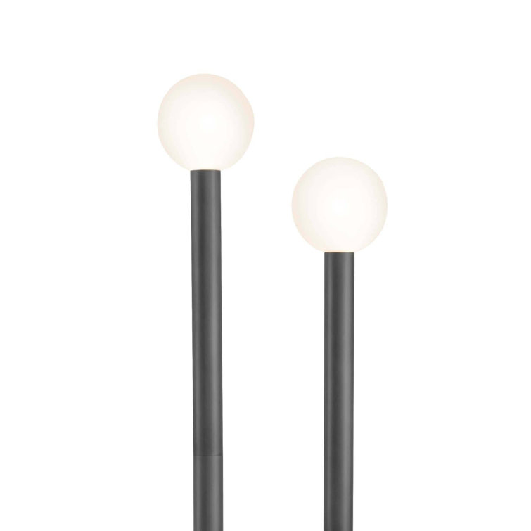 Happy Dual-Pronged Oil Rubbed Bronze Floor Lamp with Matte White Globes