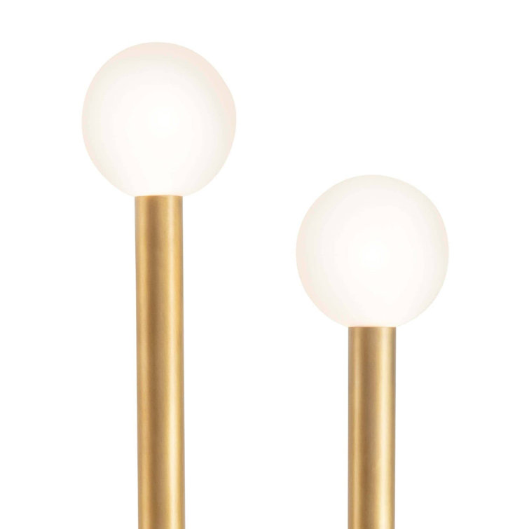 Happy Asymmetrical Natural Brass Floor Lamp with White Glass Globes