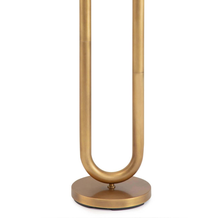Happy Asymmetrical Natural Brass Floor Lamp with White Glass Globes