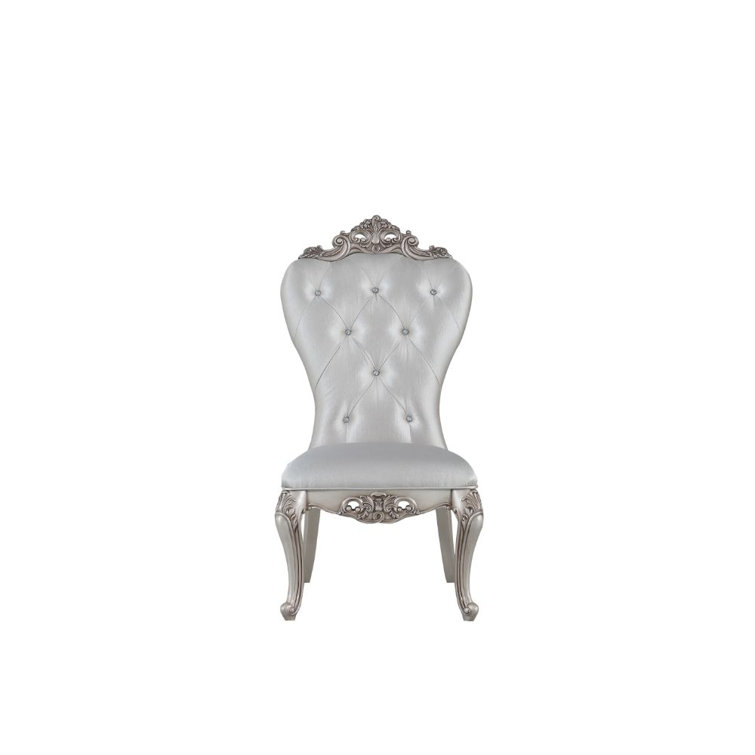 Elegant Antique White and Cream Tufted Upholstered Side Chair