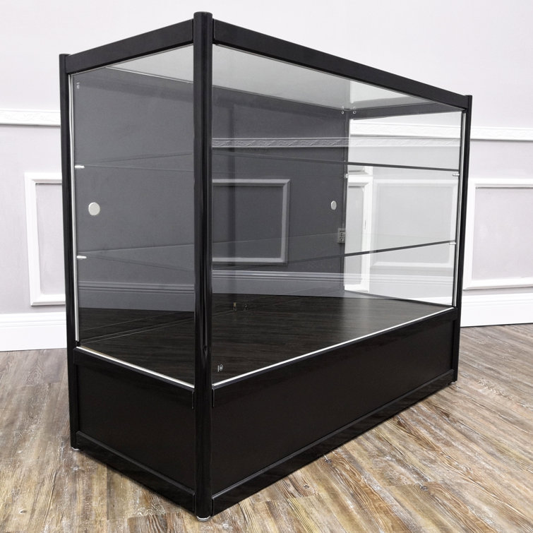 Elegant Black Aluminum and Glass 48" Retail Display Cabinet with Lock