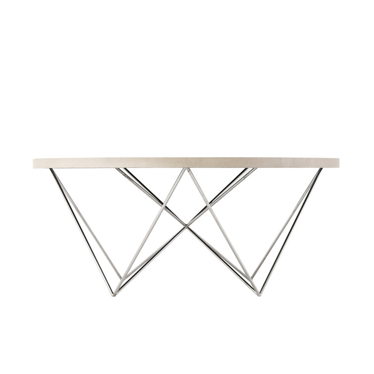 Scandinavian Cream Round Metal Coffee Table with Hairpin Legs