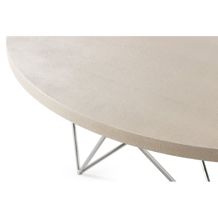 Scandinavian Cream Round Metal Coffee Table with Hairpin Legs