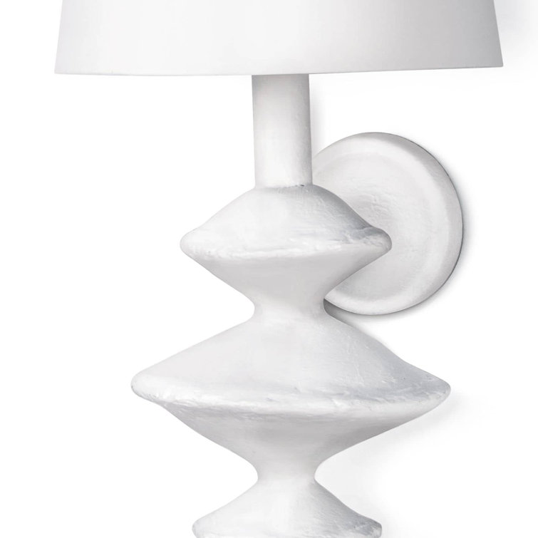 Matte White Linen-Shade Dimmable Steel Wall Sconce
