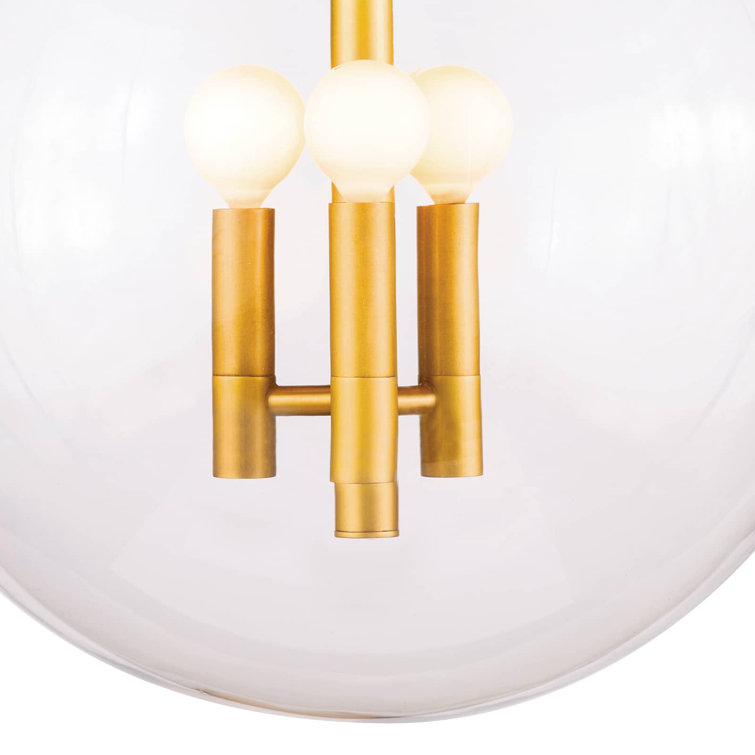 Elegance in Illumination: 3-Light Natural Brass Globe Pendant