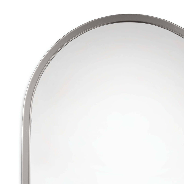 Oval Silver Nickel Minimalist Accent Mirror