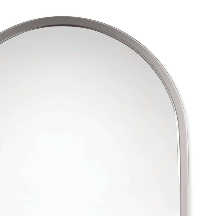 Oval Silver Nickel Minimalist Accent Mirror