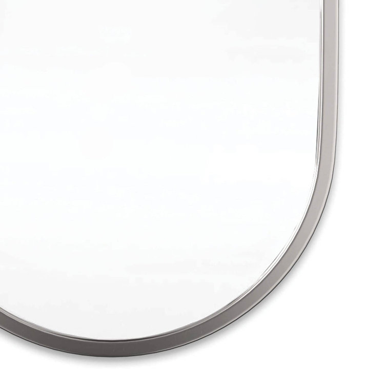 Oval Silver Nickel Minimalist Accent Mirror
