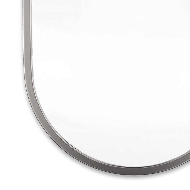 Oval Silver Nickel Minimalist Accent Mirror