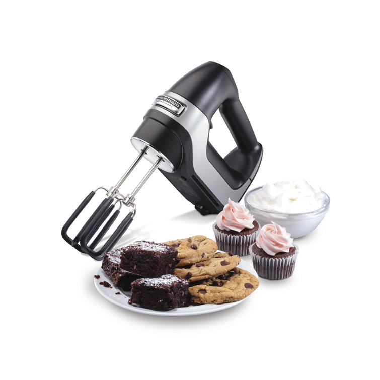 Matte Black Cordless Hand Mixer with Variable Speed and Attachments