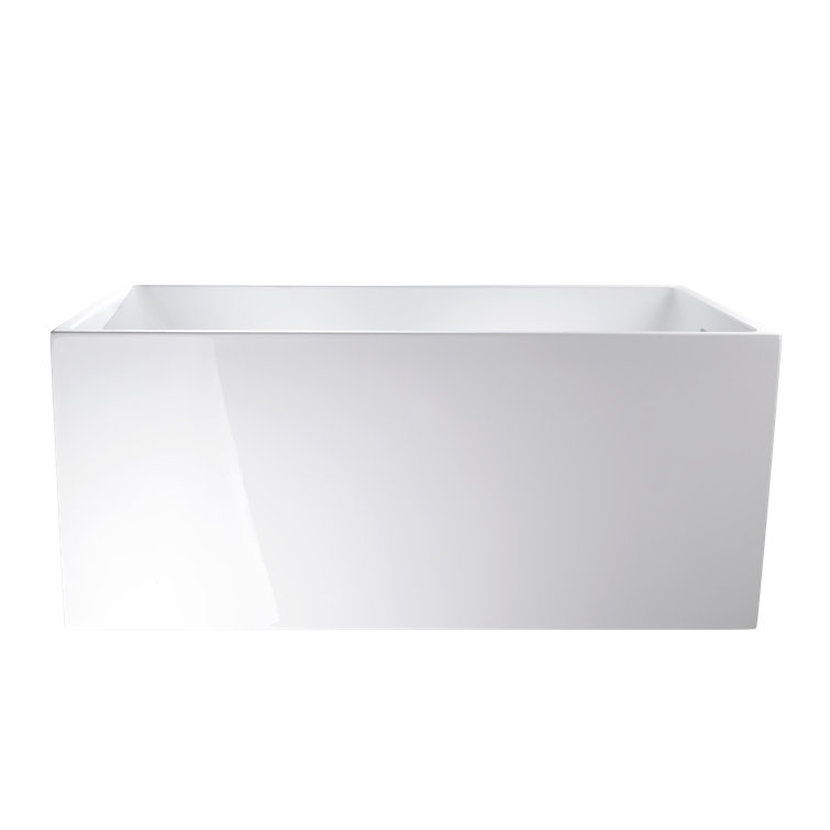 47" White Acrylic Freestanding Soaking Bathtub with Polished Chrome Finish