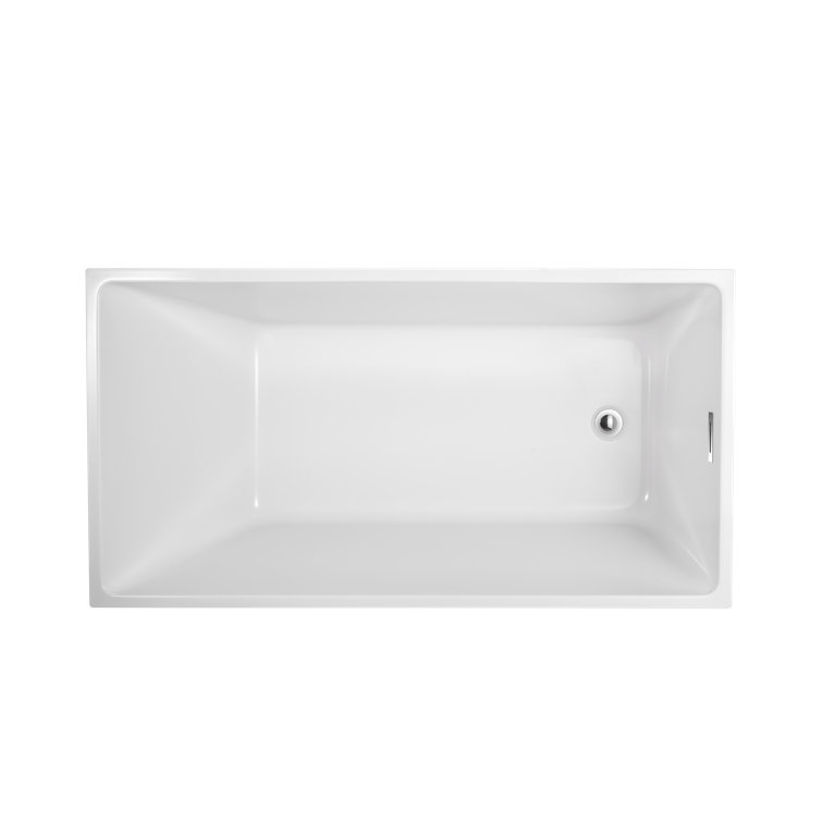 47" White Acrylic Freestanding Soaking Bathtub with Polished Chrome Finish