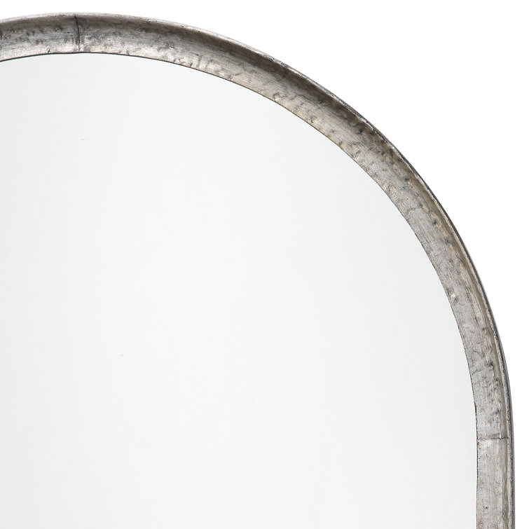 Silver Arched Wall Mirror with Iron Frame