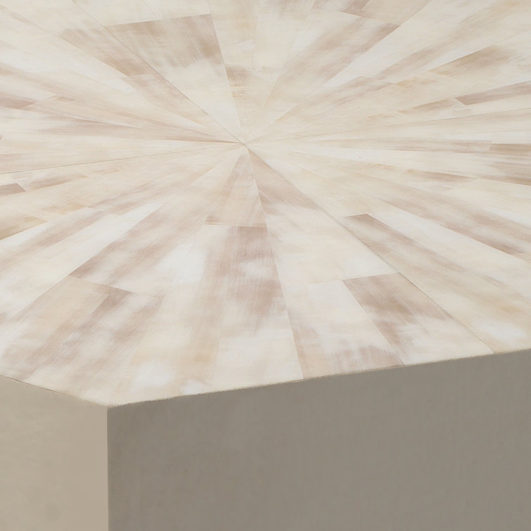 Hexagonal Faux Horn and Wood Side Table
