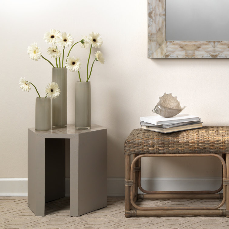 Hexagonal Faux Horn and Wood Side Table