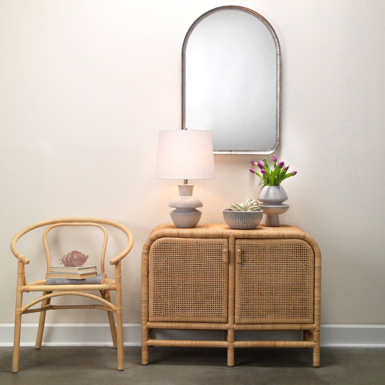 Silver Arched Wall Mirror with Iron Frame
