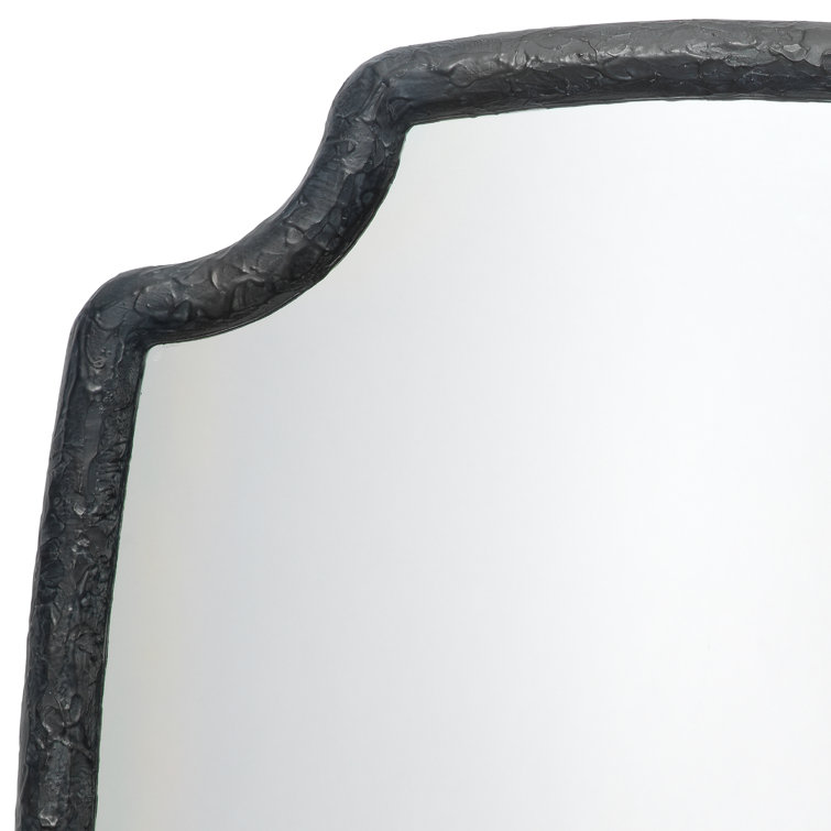 Selene Charcoal Scalloped Large Rectangular Bathroom Mirror