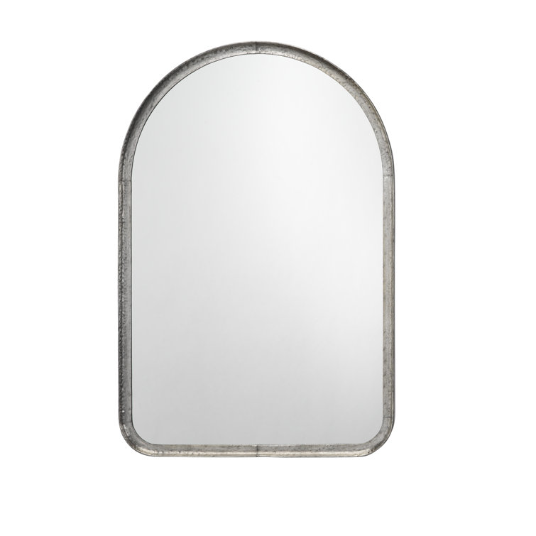 Silver Arched Wall Mirror with Iron Frame