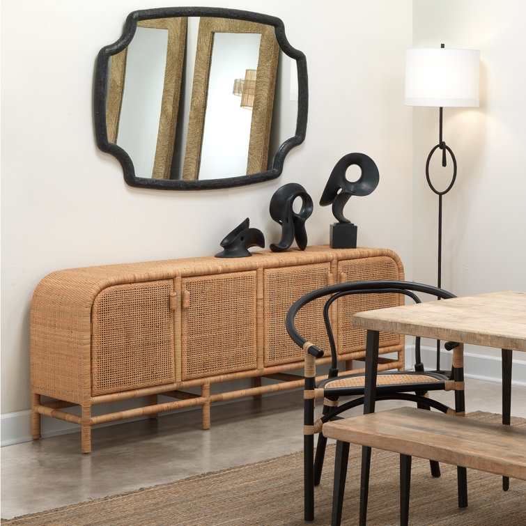 Selene Charcoal Scalloped Large Rectangular Bathroom Mirror