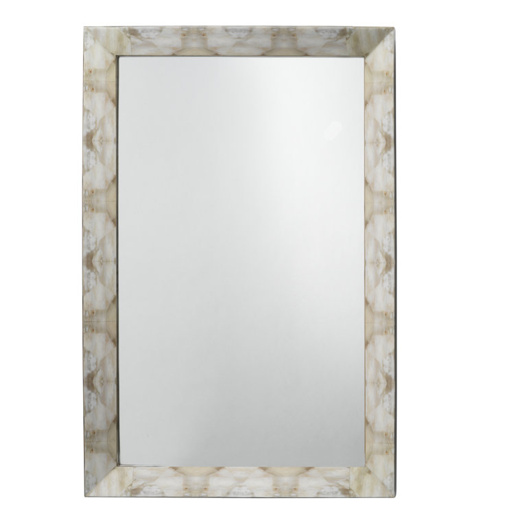 Lacquered Rectangular Wood Frame Wall Mirror