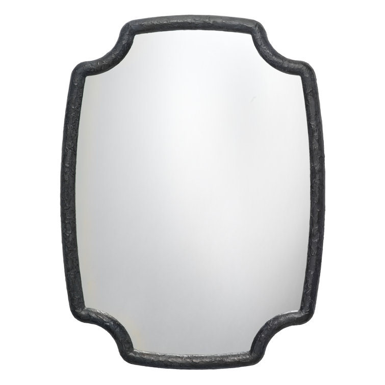 Selene Charcoal Scalloped Large Rectangular Bathroom Mirror