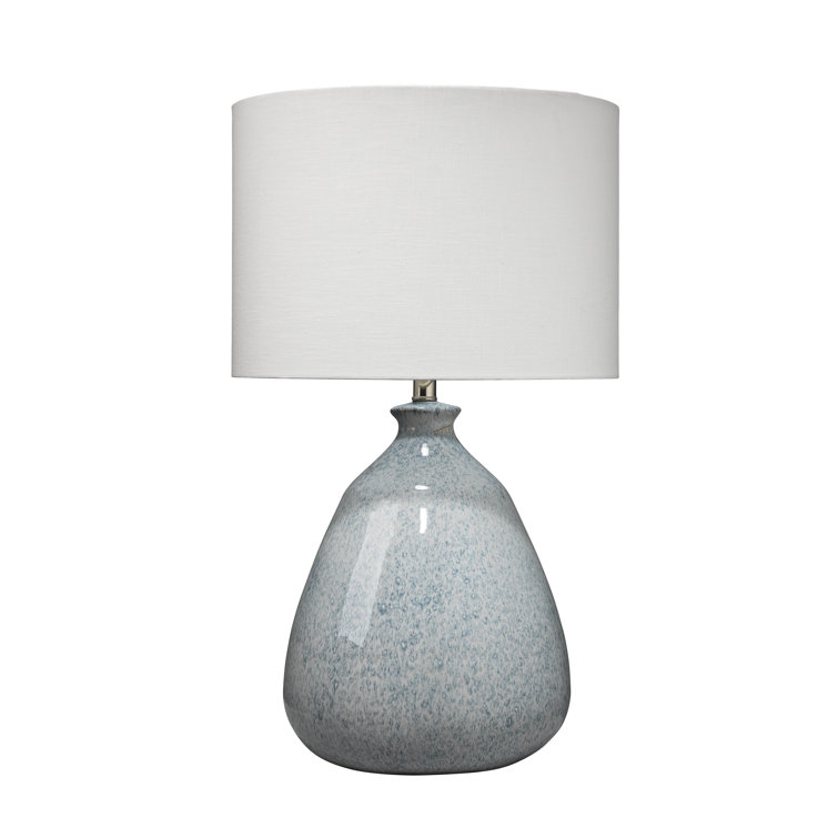 Levi Blue Ceramic Table Lamp with White Linen Shade