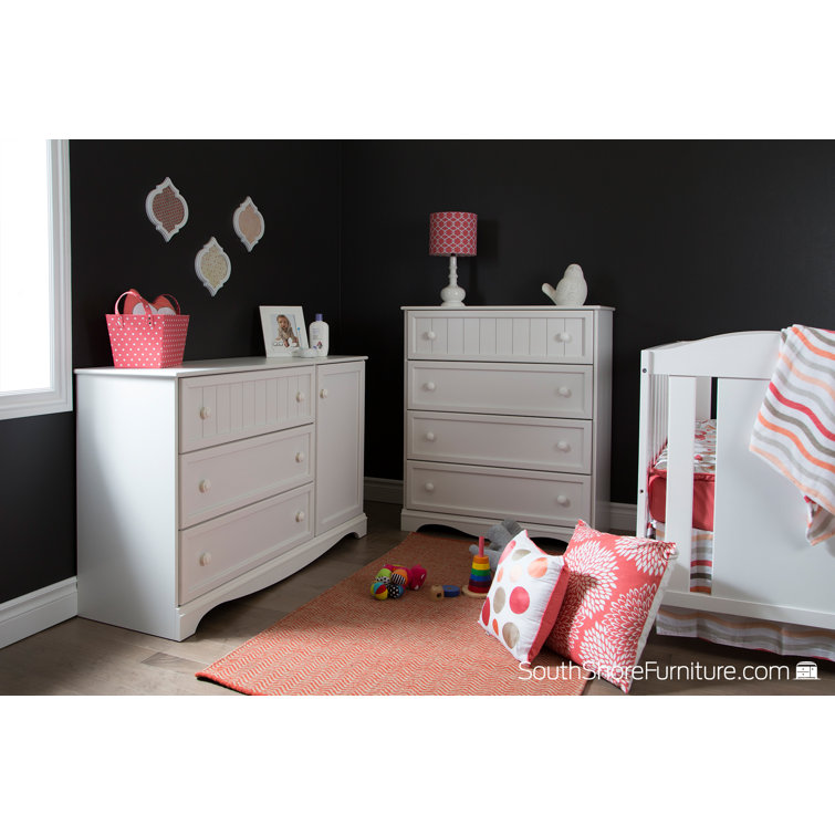 Savannah Cottage-Style 3-Drawer Combo Dresser in Pure White