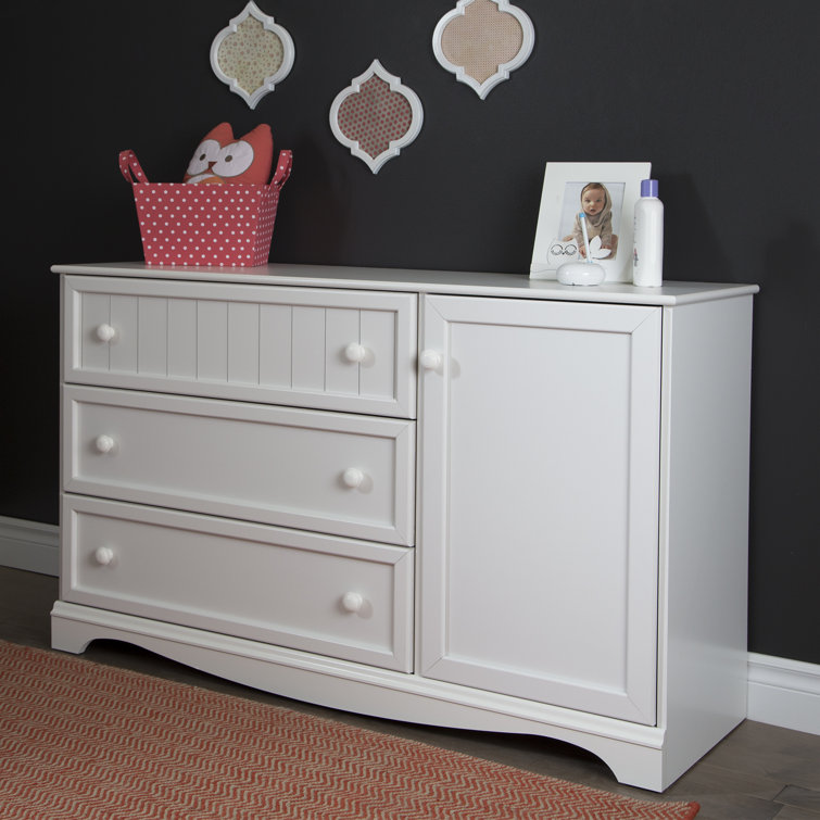 Savannah Cottage-Style 3-Drawer Combo Dresser in Pure White