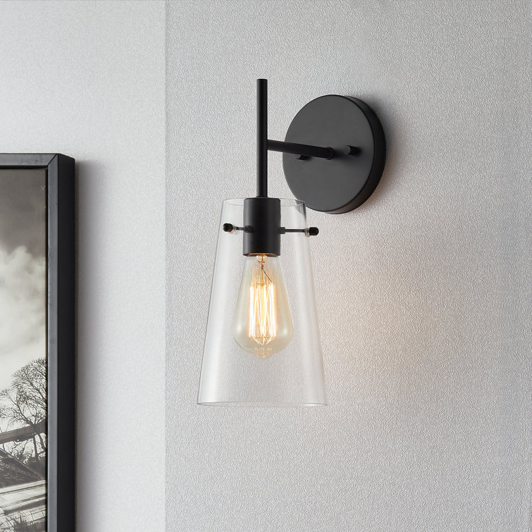 Bronze and Black Cone Glass Shade Wall Sconce