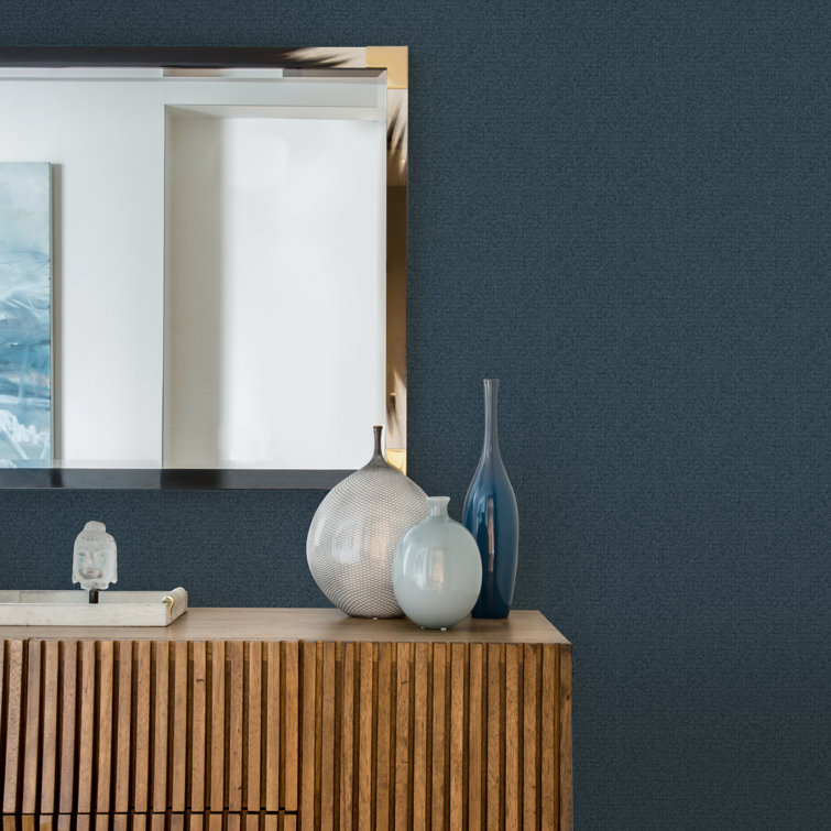 Indigo Geometric Vinyl Wallpaper Roll with Straight Match