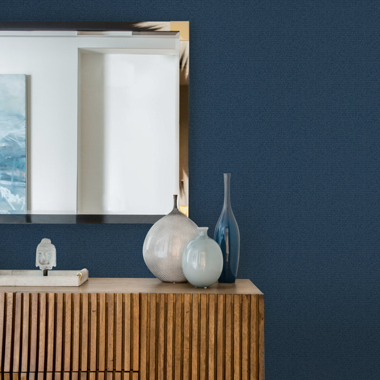 Navy Geometric Plaster-Like Textured Wallpaper