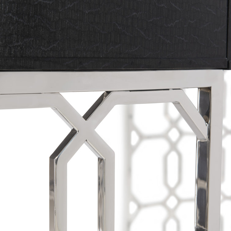 Black Wood Transitional Writing Desk with Drawer