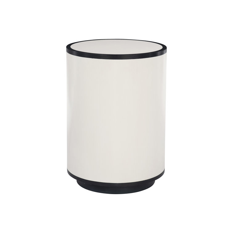 White and Black Round Wood Accent Table