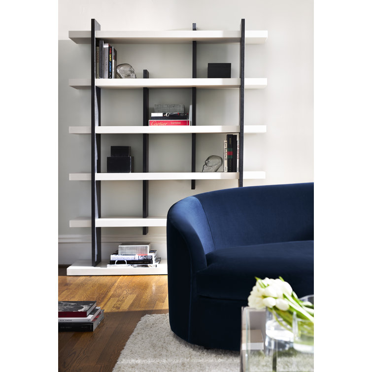 Silhouette Transitional Black and White Etagere Bookcase with Adjustable Shelves