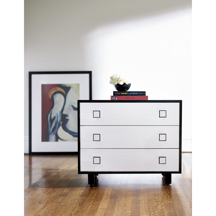 Silhouette Transitional 3-Drawer Black and White Nightstand
