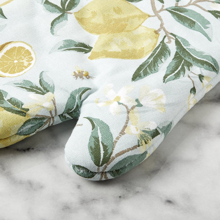 Lemon Whimsy Yellow Cotton Oven Mitt Set, 2-Pack