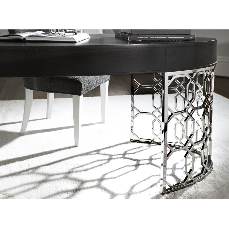 Black Wood Transitional Writing Desk with Drawer