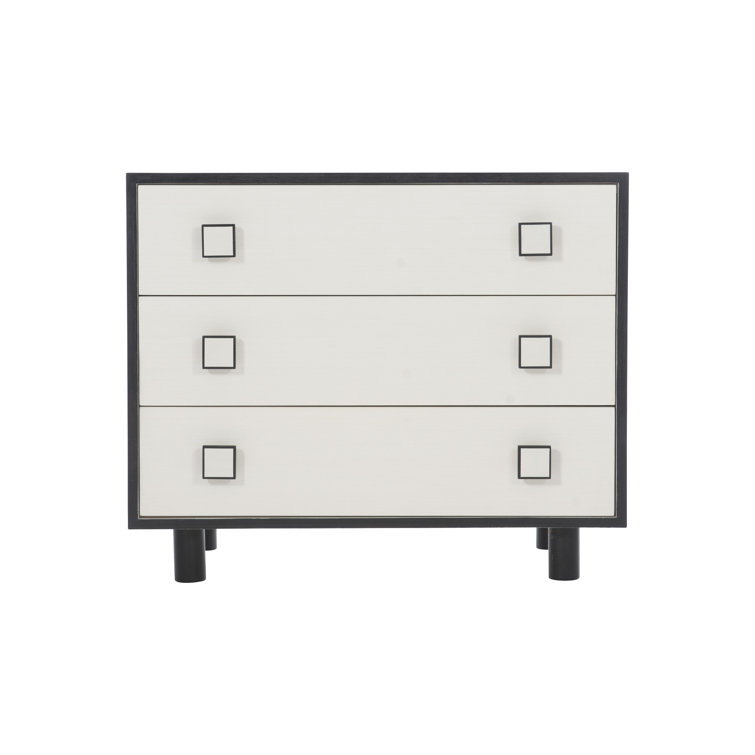 Silhouette Transitional 3-Drawer Black and White Nightstand