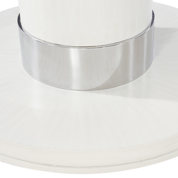 Eggshell White & Chrome 54" Round Extendable Dining Table